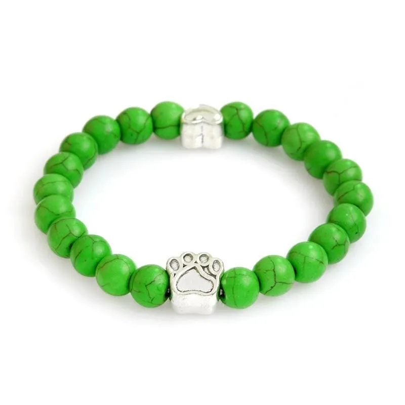 Handmade Paw Heart Natural Stones Chakra Bracelets