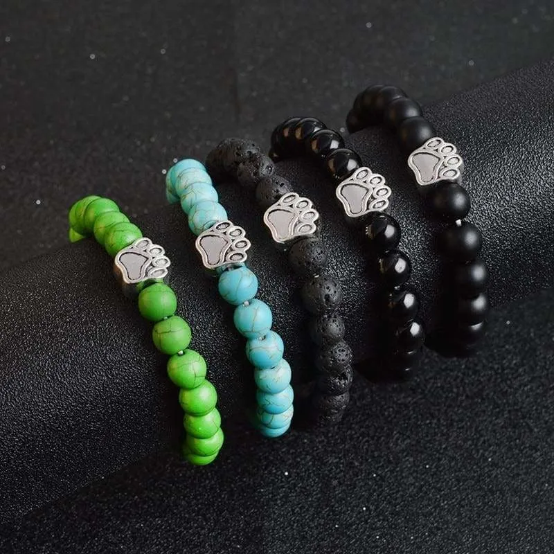 Handmade Paw Heart Natural Stones Chakra Bracelets