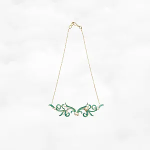 Imitation Kingfisher Gold Enamel Wing Necklace