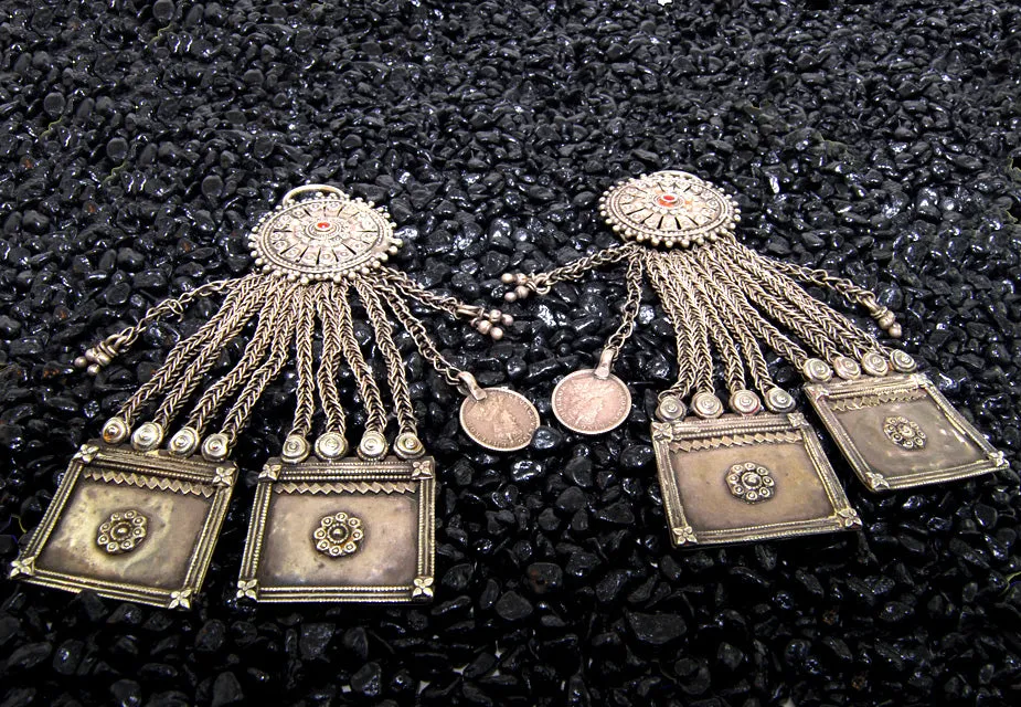 Indian Tribal Silver Women's Ear Ornaments