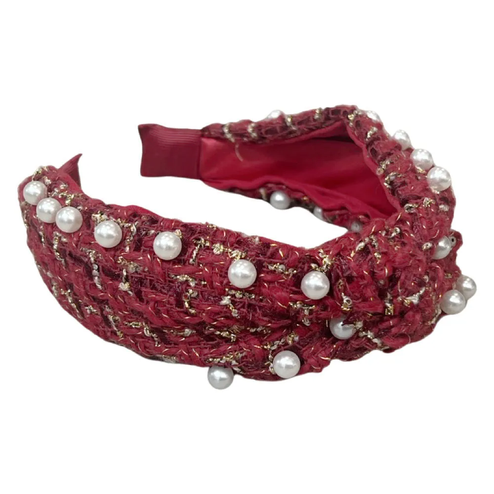 It Girl Pearl Headband - Red