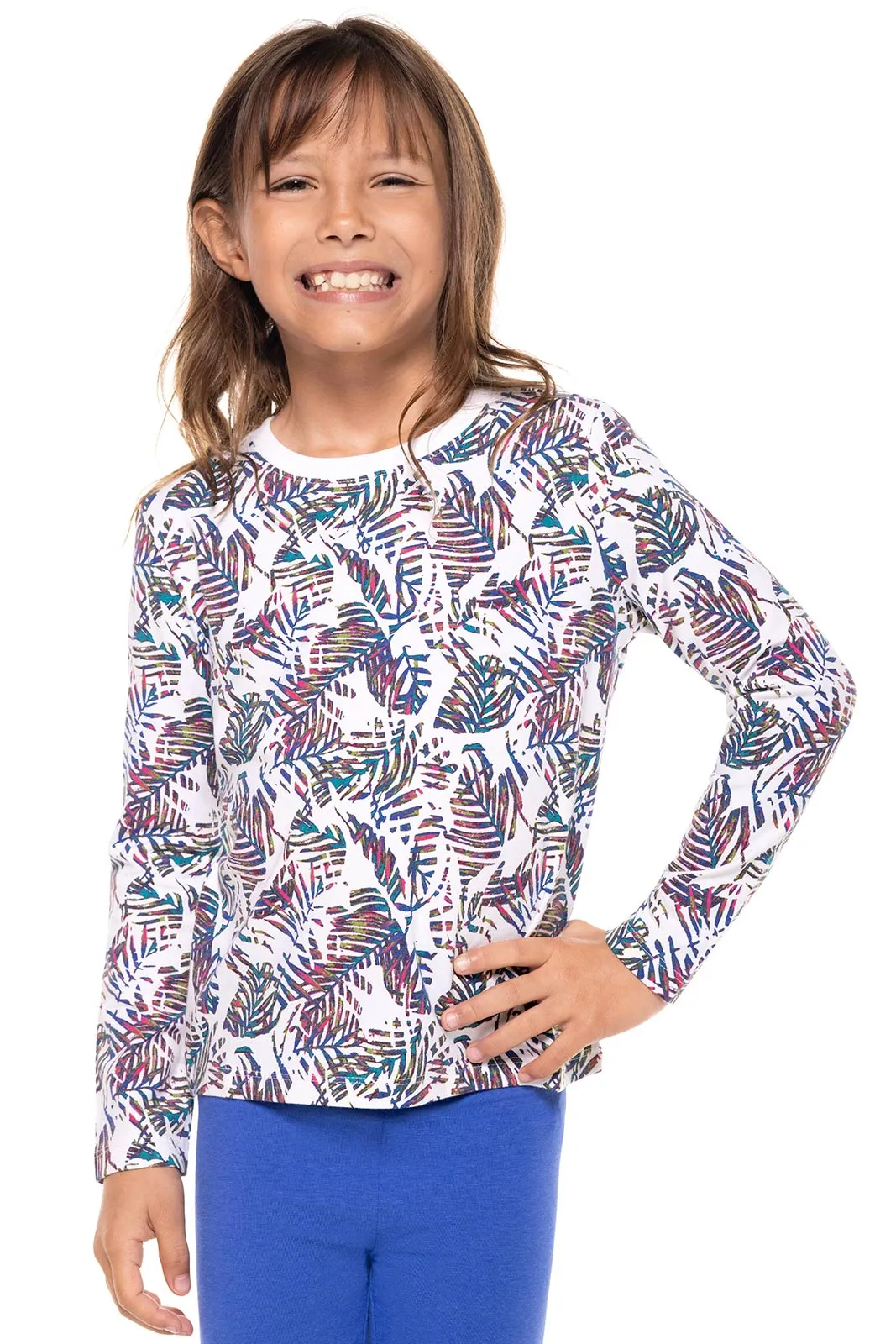 Kid's Coco Plum Everyday Long Sleeve T-Shirt  |  Magnolia Pink Beach Leaves