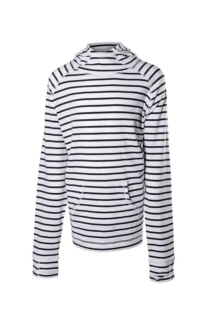 Kid's LumaLeo Hoodie  |  White/Navy Stripe