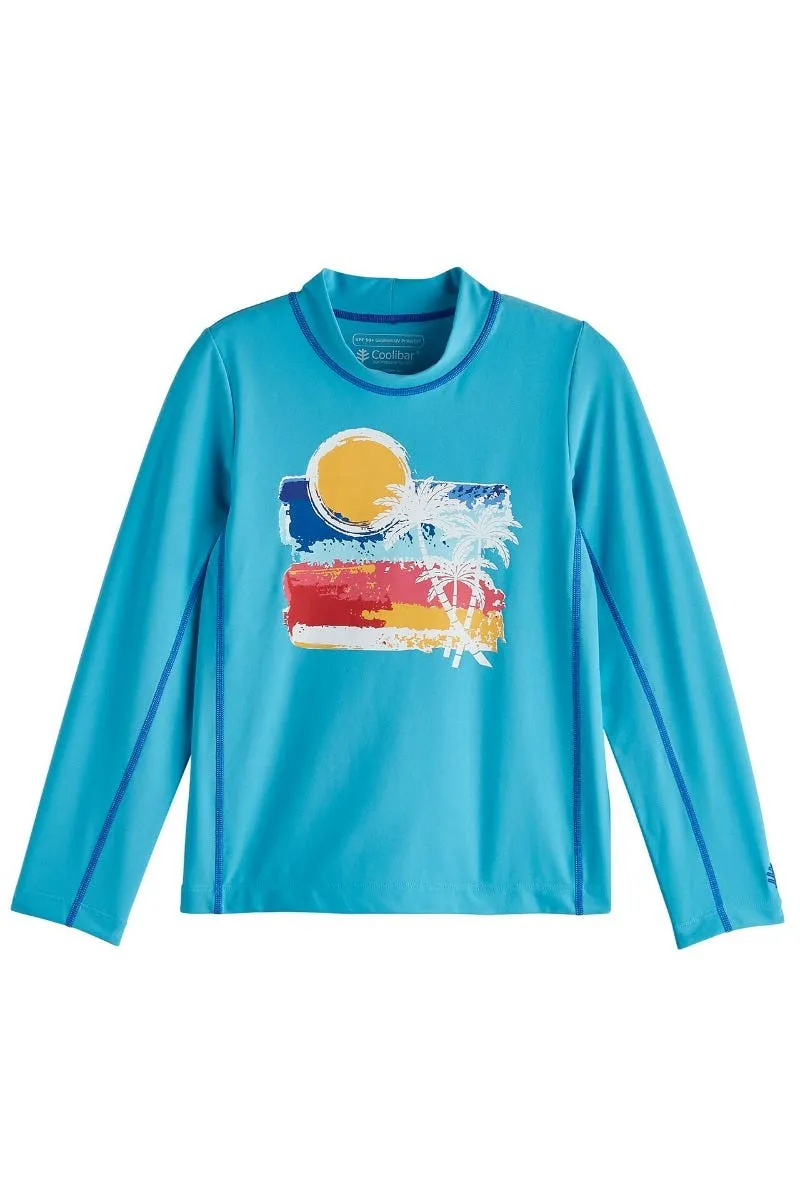 Kid's Sandshark Long Sleeve Surf Shirt  |  Aruba Blue Sunset Vista