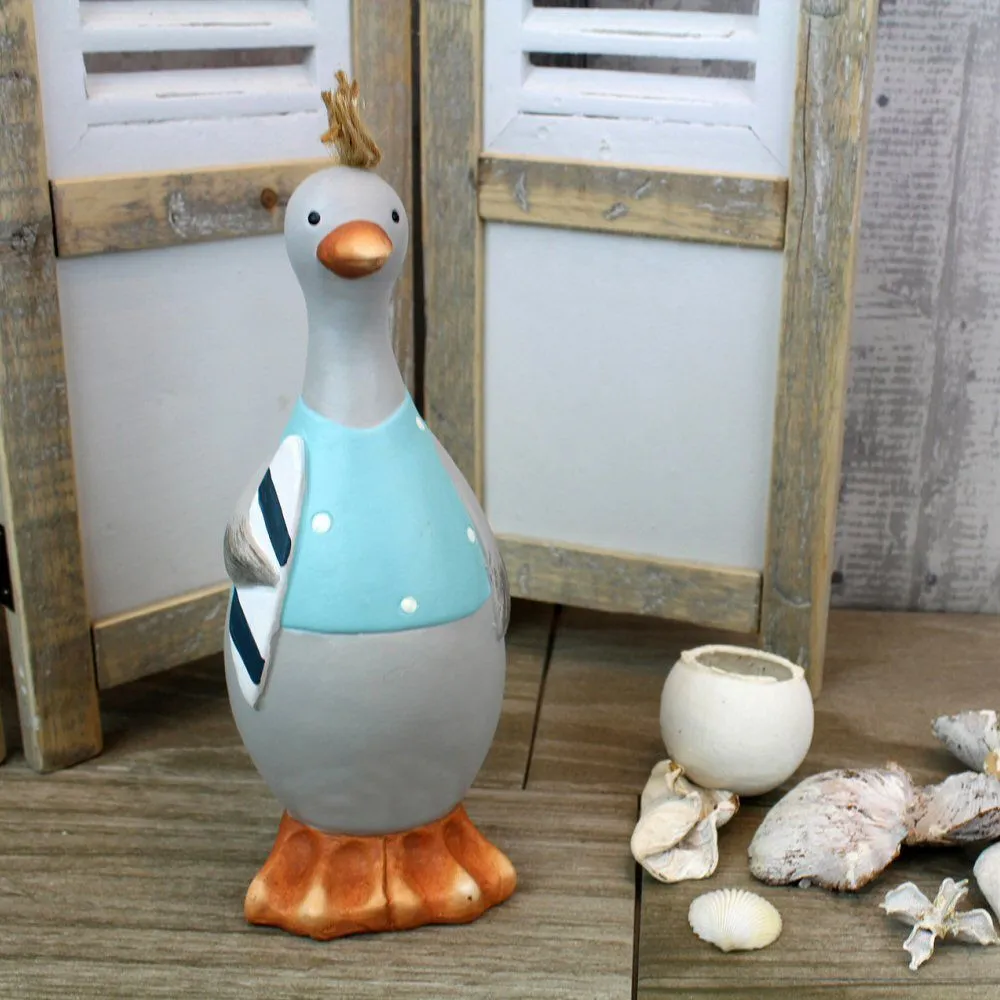 Langs 25cm Duck With Surfboard Ornament