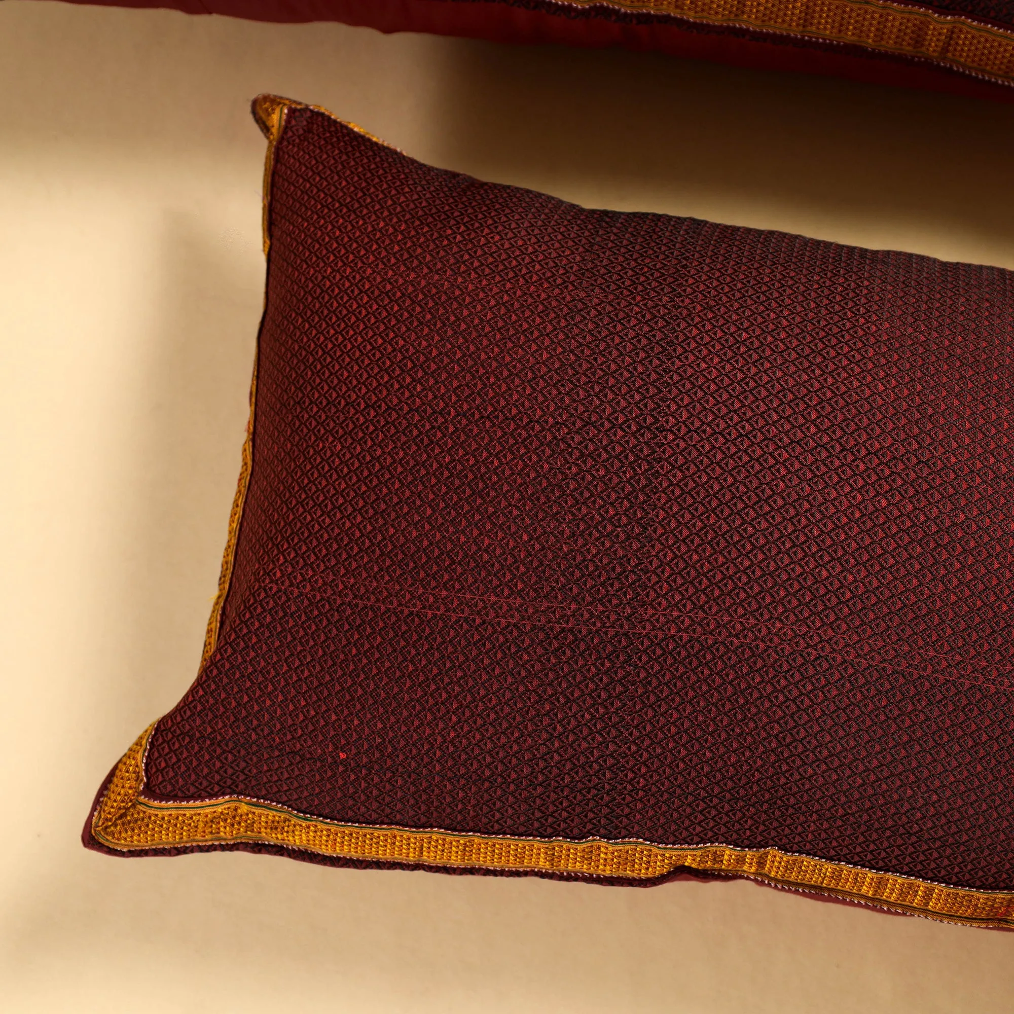 Maroon - Khun Weave Cotton Pillow Covers (Set of 2)