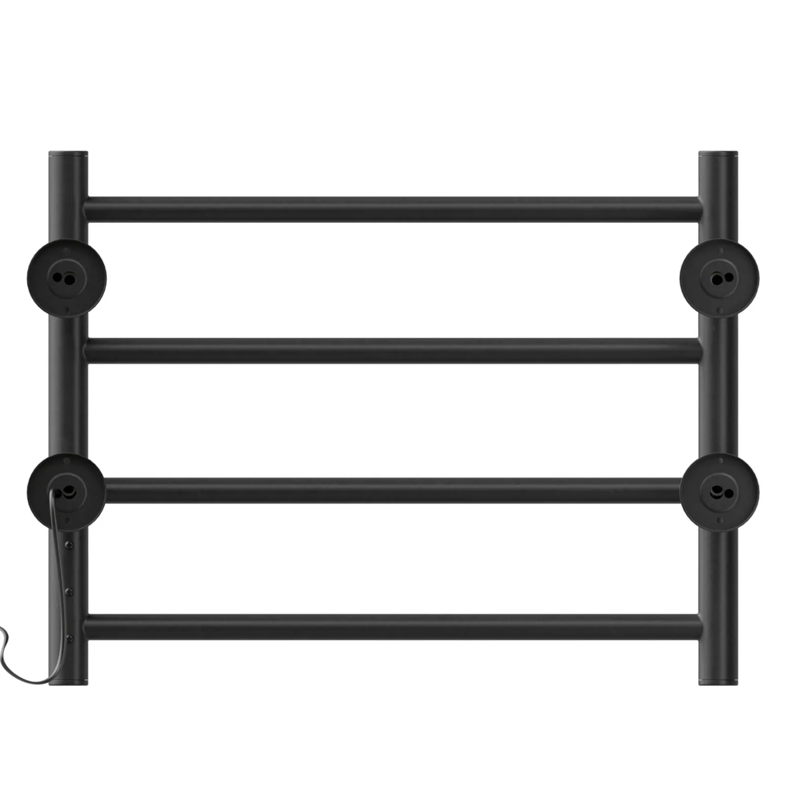 Matte Black Stainless Steel Wall-Mounted Heated Towel Warmer Rack with 4 Bars for Bathroom