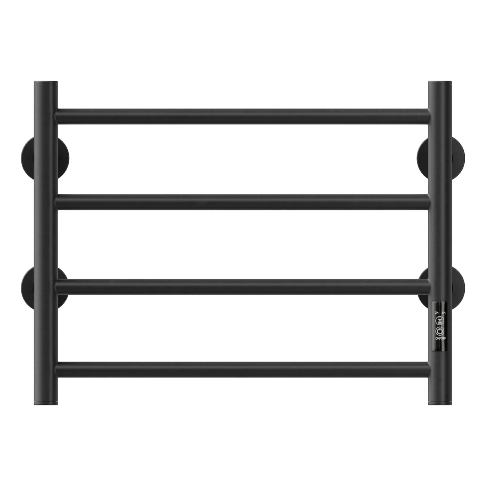 Matte Black Stainless Steel Wall-Mounted Heated Towel Warmer Rack with 4 Bars for Bathroom