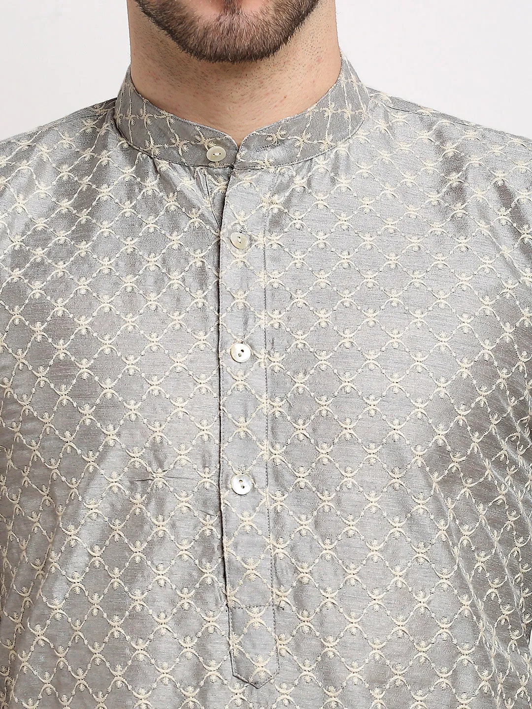 Men Grey Chikankari Kurta Only