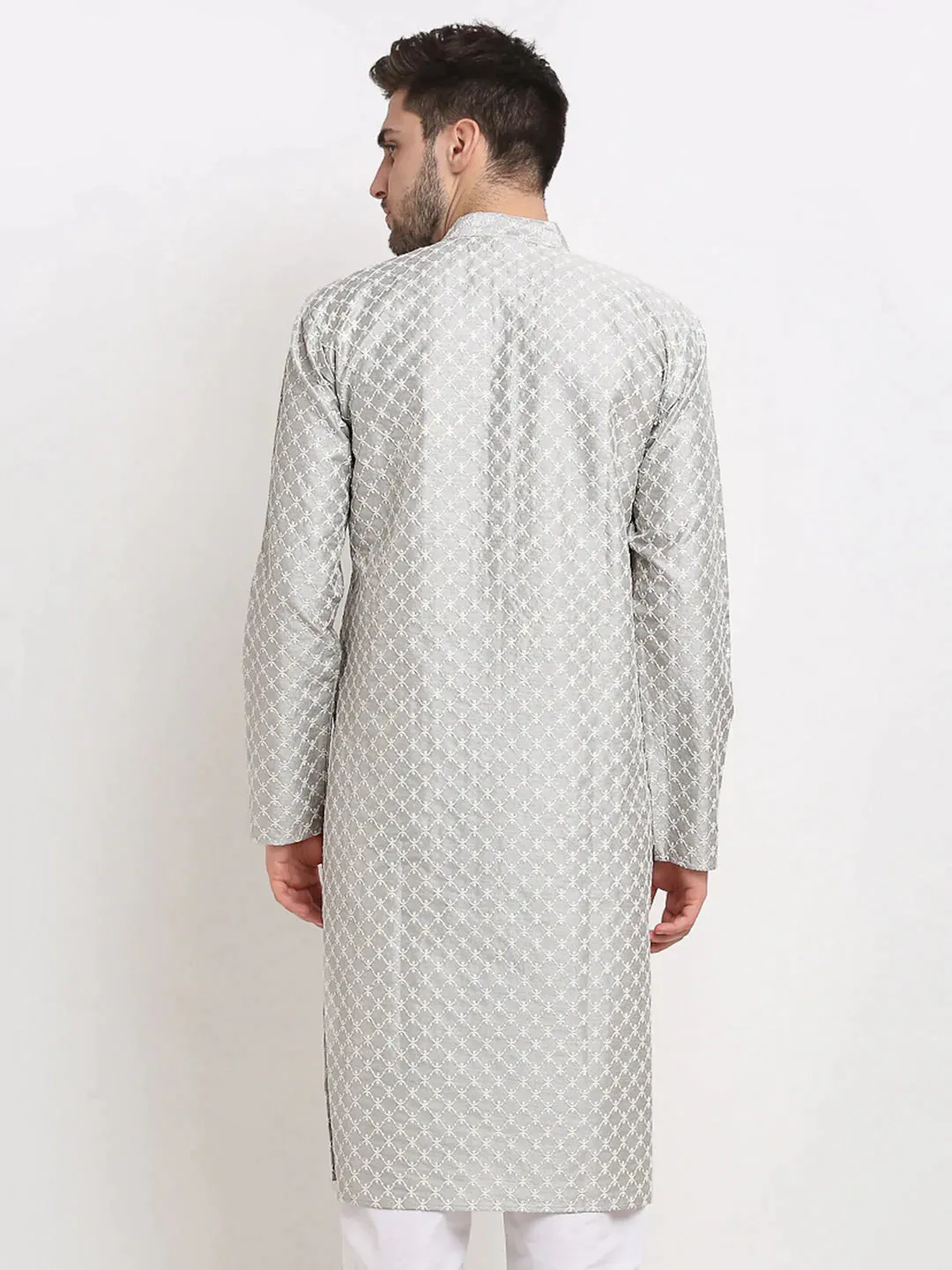 Men Grey Chikankari Kurta Only