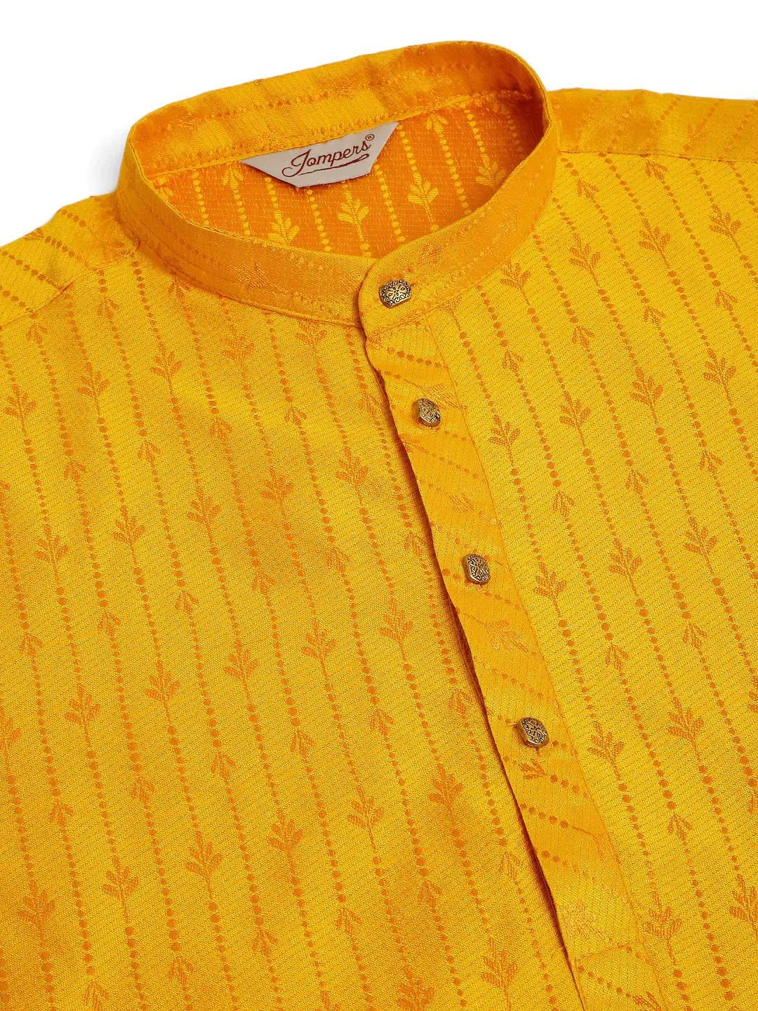 Men'S Mustard Embroidered Kurta Only