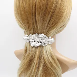 metal flower hair barrette bridal pearl hair accessory