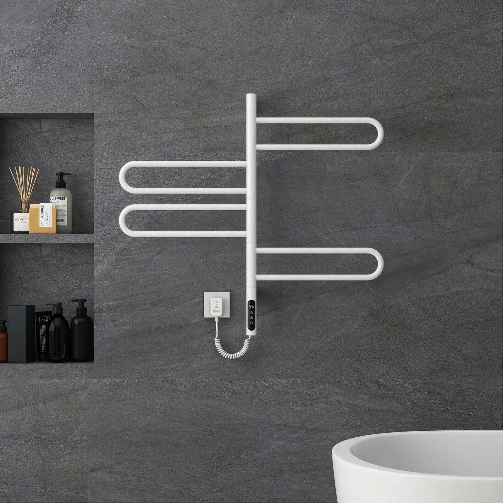 Modern White Wall Mounted Bathroom Towel Warmer