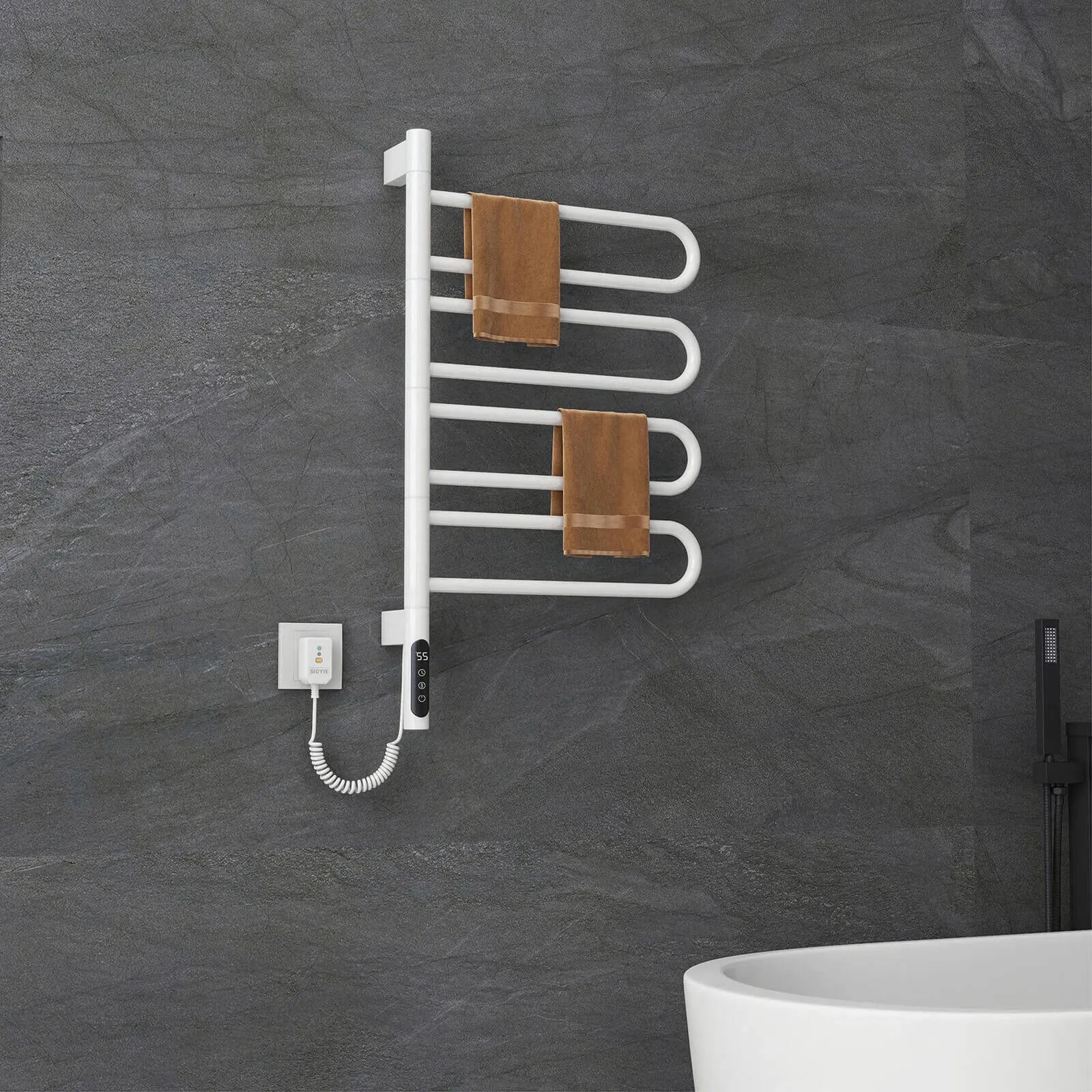 Modern White Wall Mounted Bathroom Towel Warmer