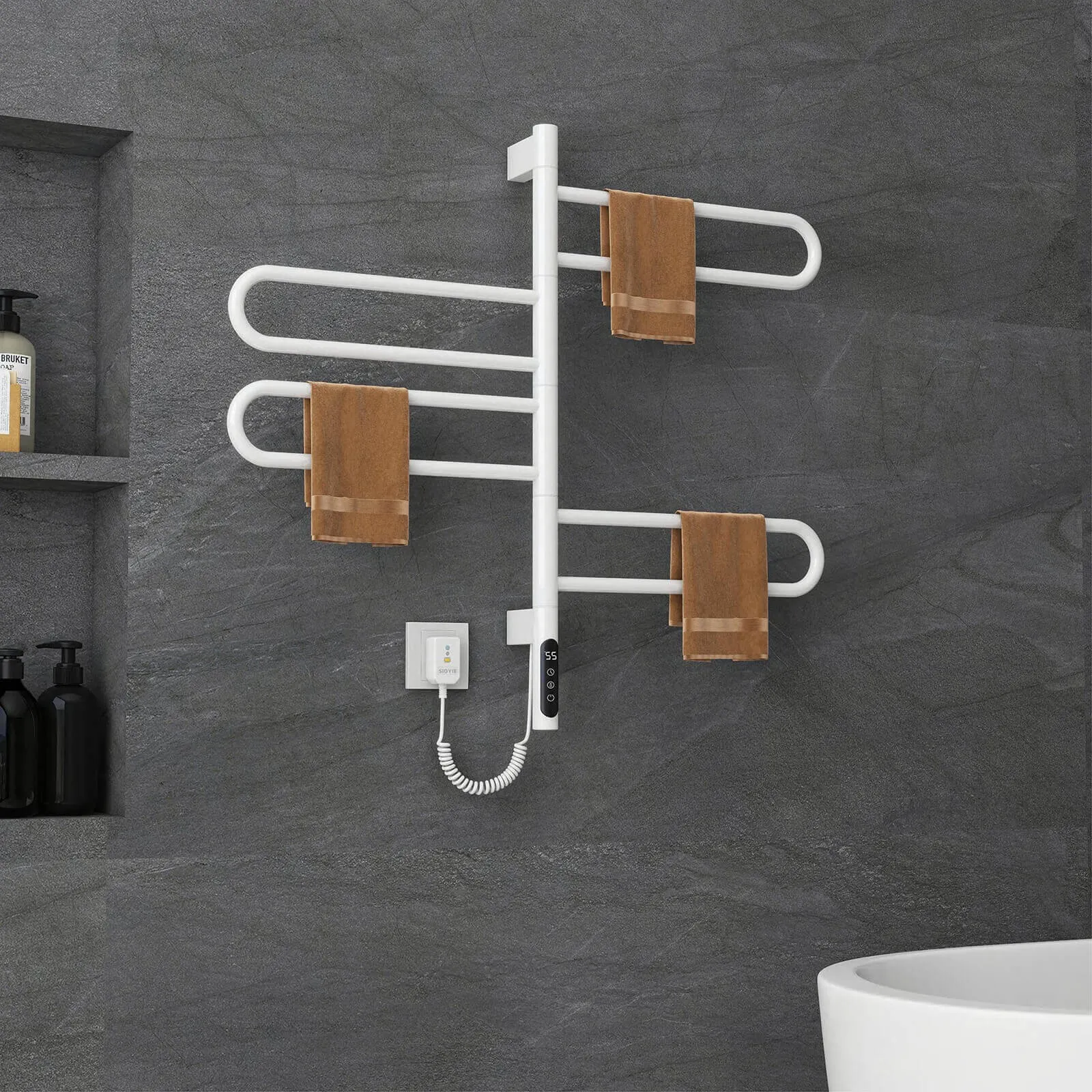 Modern White Wall Mounted Bathroom Towel Warmer