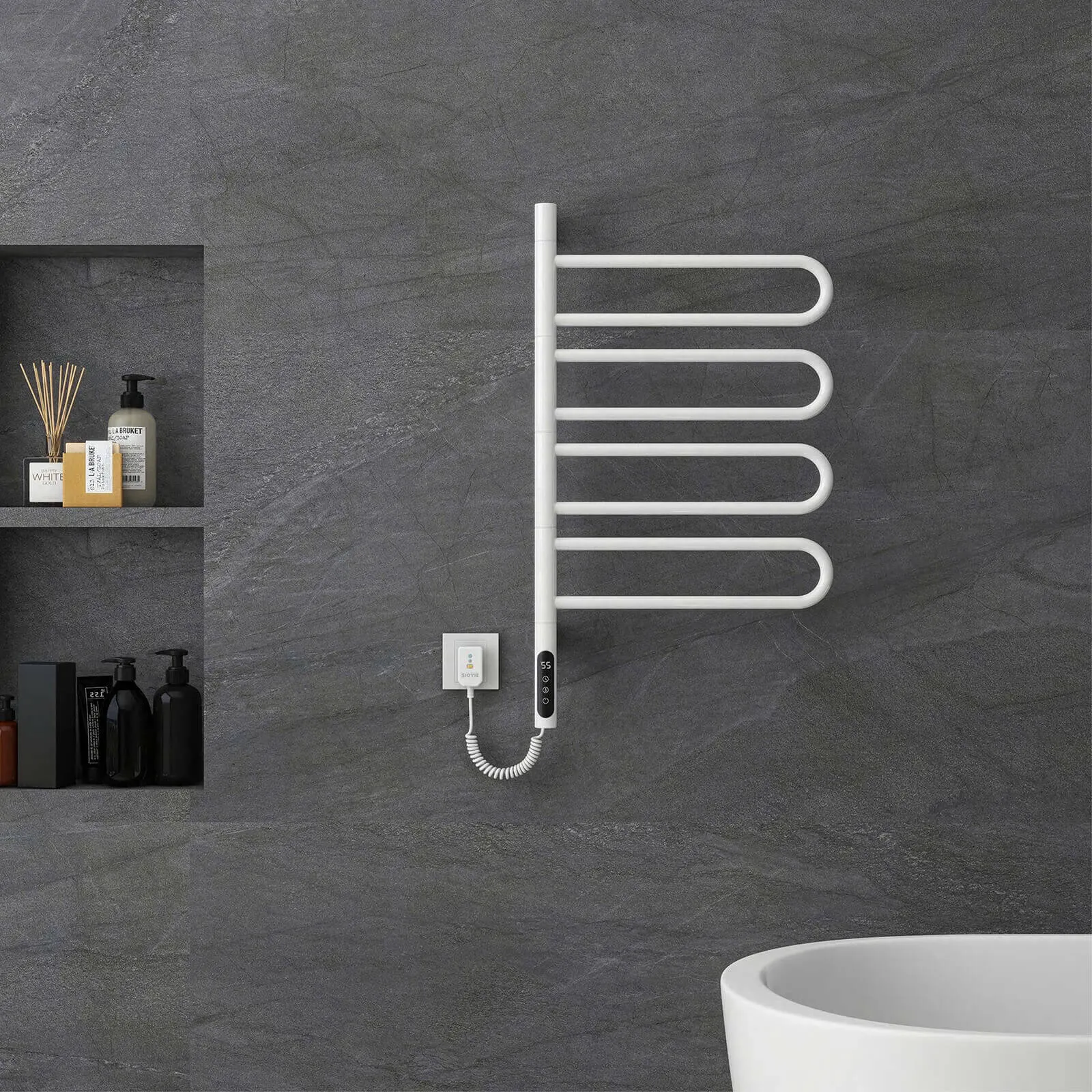 Modern White Wall Mounted Bathroom Towel Warmer