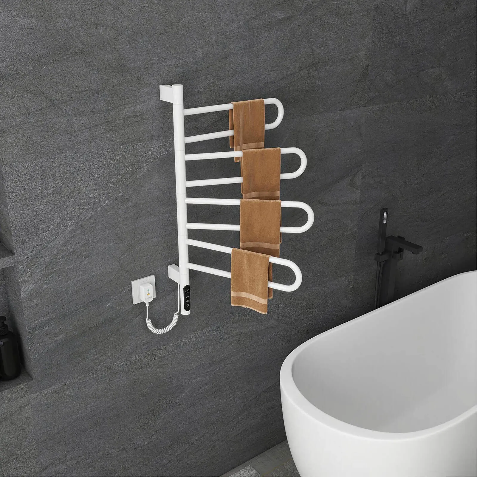 Modern White Wall Mounted Bathroom Towel Warmer