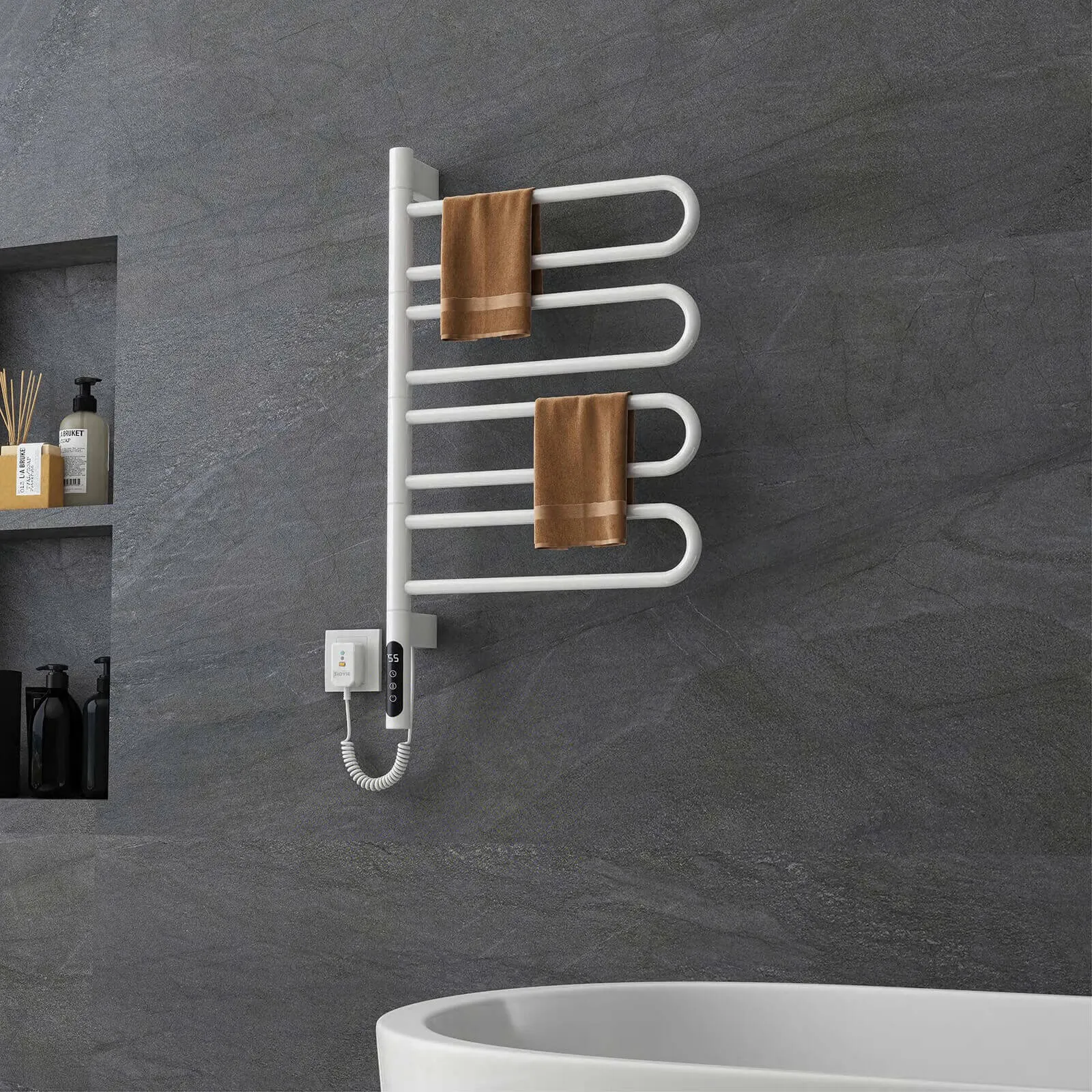 Modern White Wall Mounted Bathroom Towel Warmer