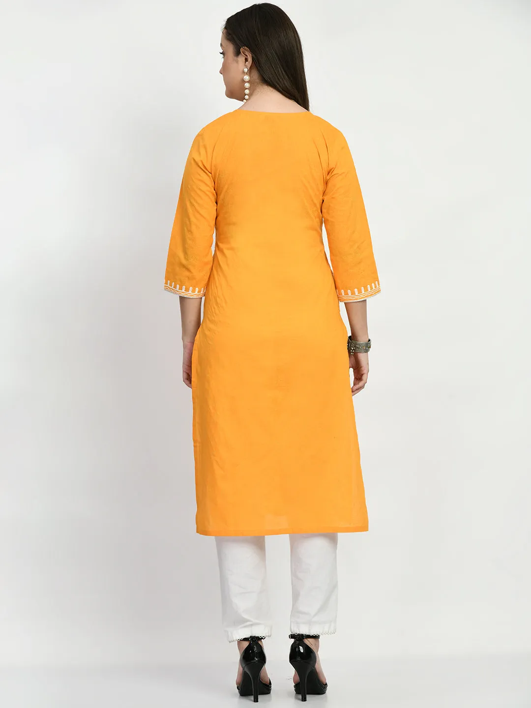 Mustard Embroidered Kurta