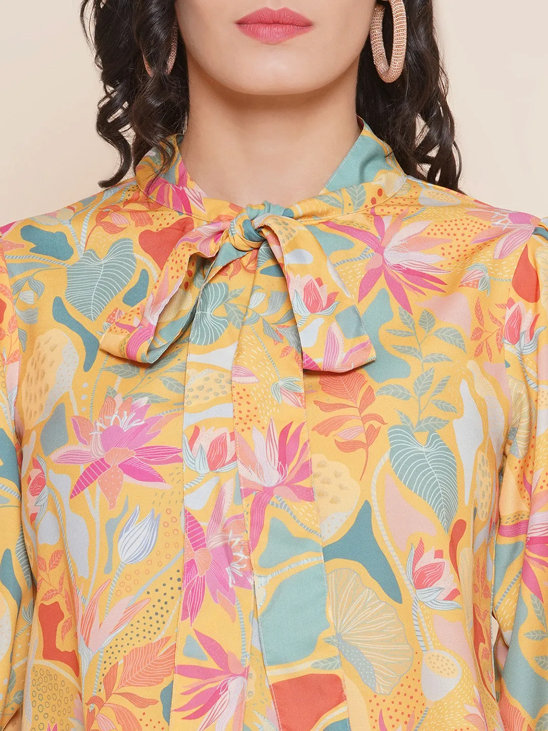 Mustard Yellow Floral Printed Top