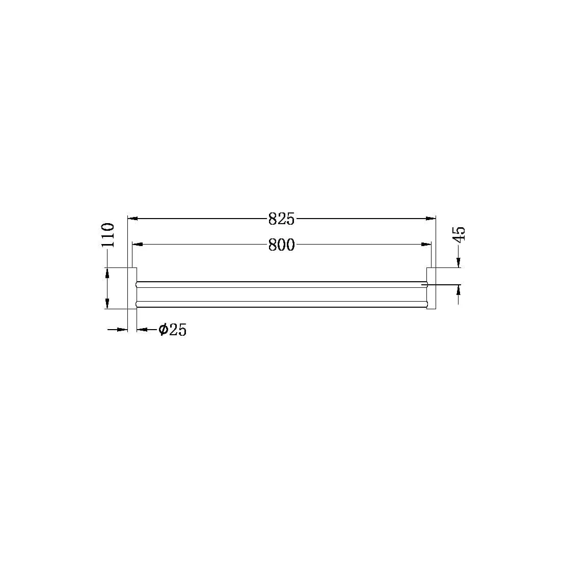 New MECCA Double Towel Rail 800MM Brushed Nickel 2330D-BN