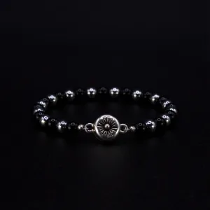 Onyx and Round Hematite Bracelet