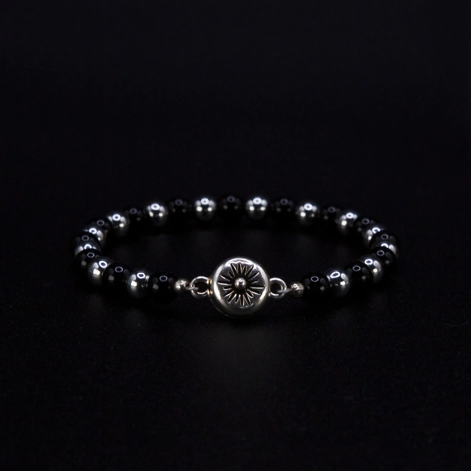 Onyx and Round Hematite Bracelet