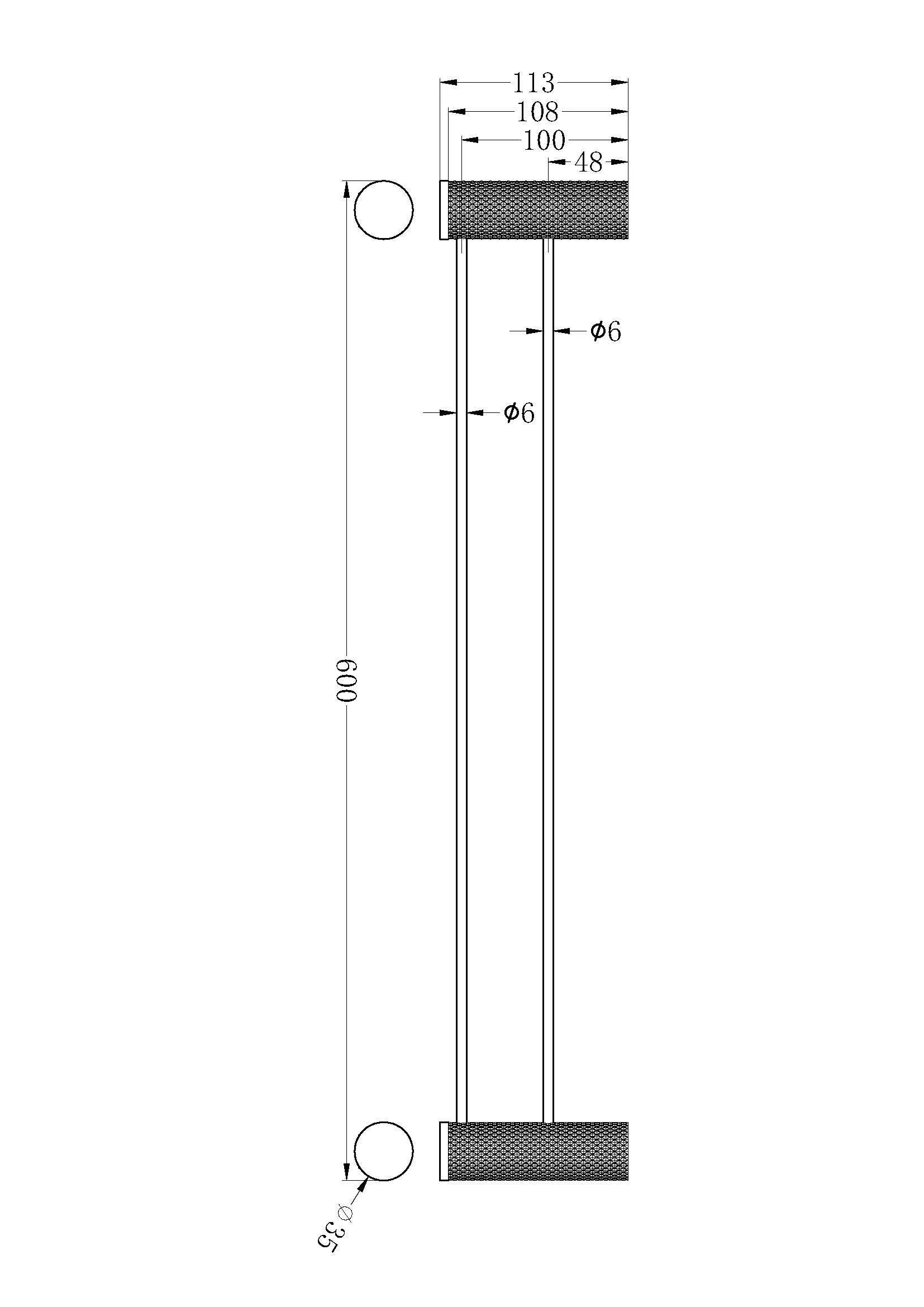 Opal Double Towel Rail 600mm Graphite Nero NR2524dGR