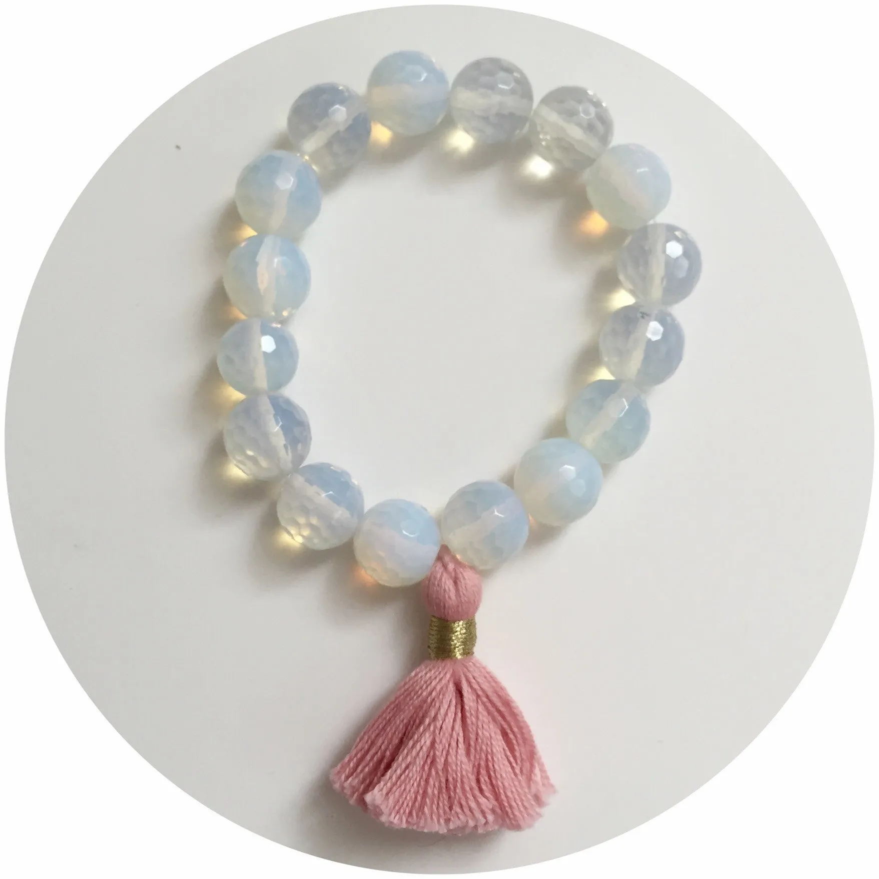 Opalite with Coral Tassel