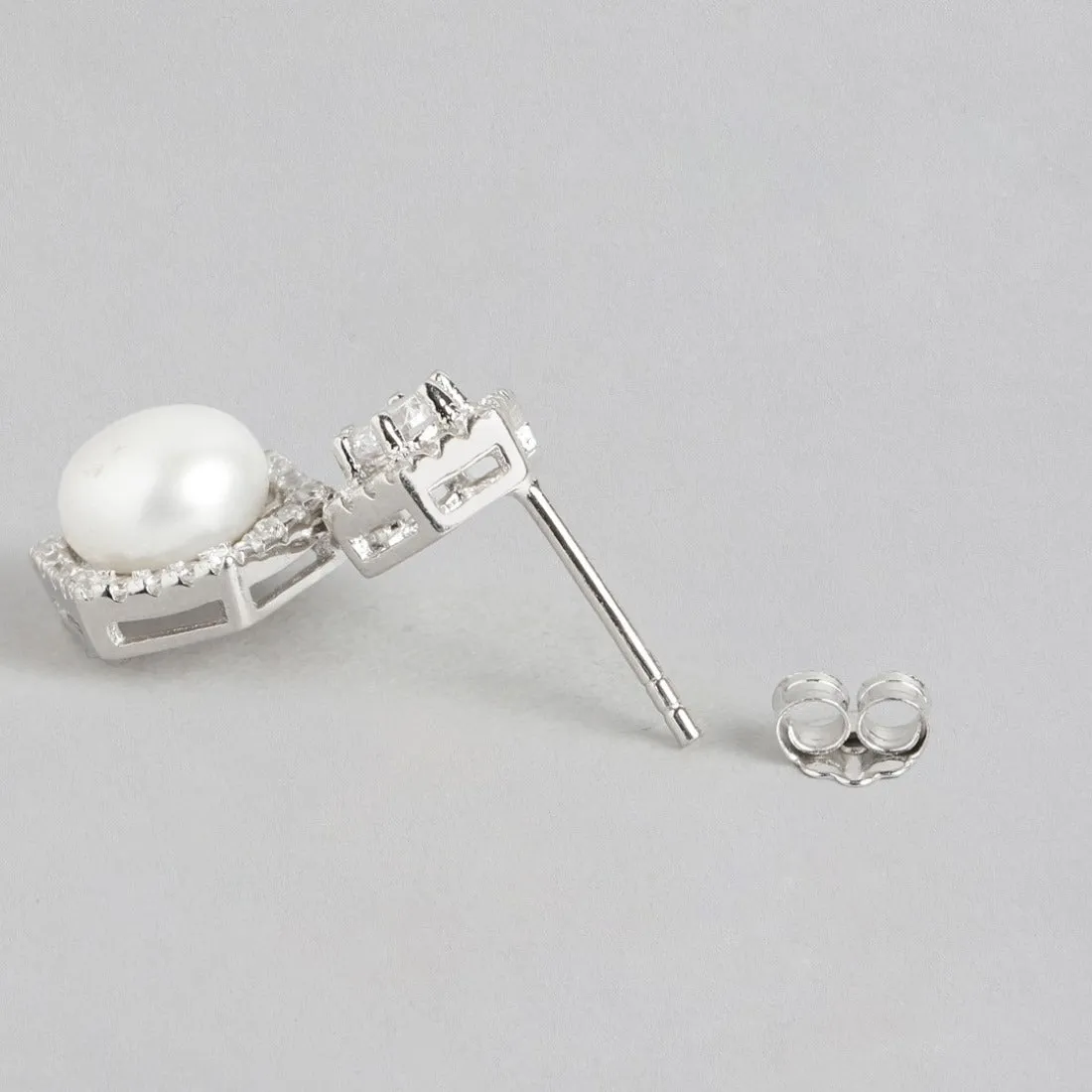 Pearl Elegance Radiance Rhodium-Plated 925 Sterling Silver Earrings