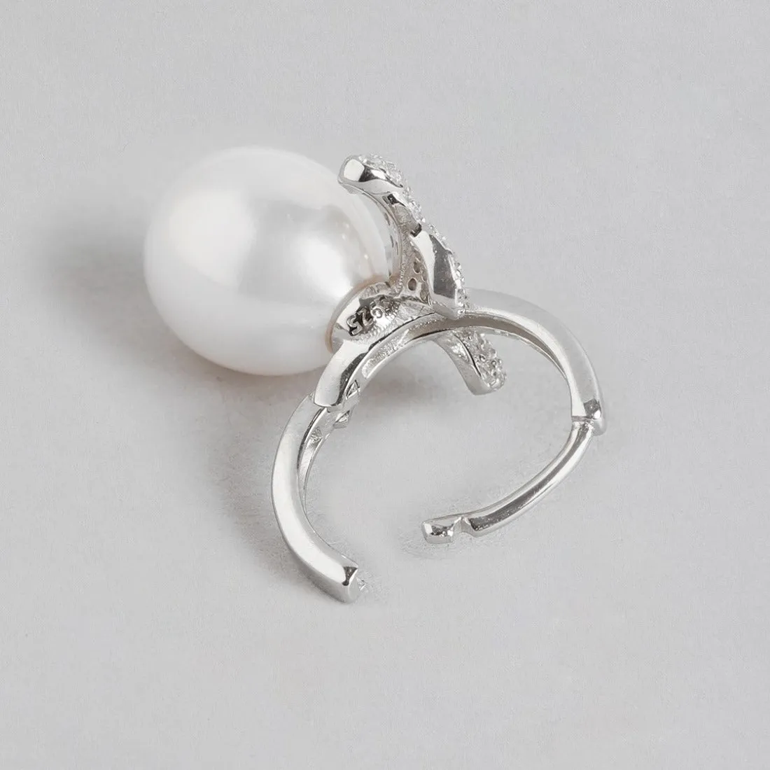 Pearl Leaf Whispers Rhodium-Plated 925 Sterling Silver Earrings