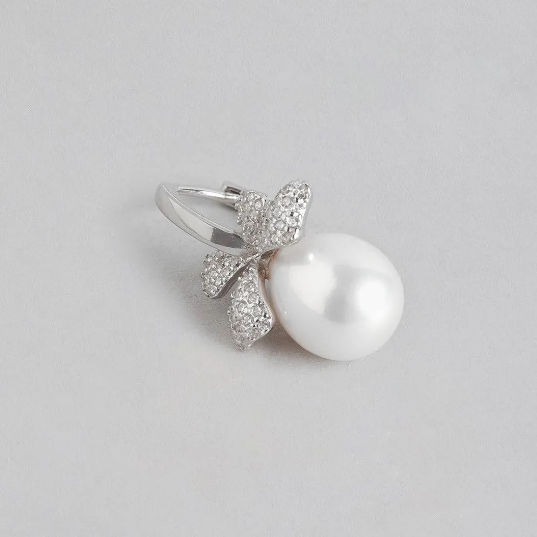 Pearl Leaf Whispers Rhodium-Plated 925 Sterling Silver Earrings