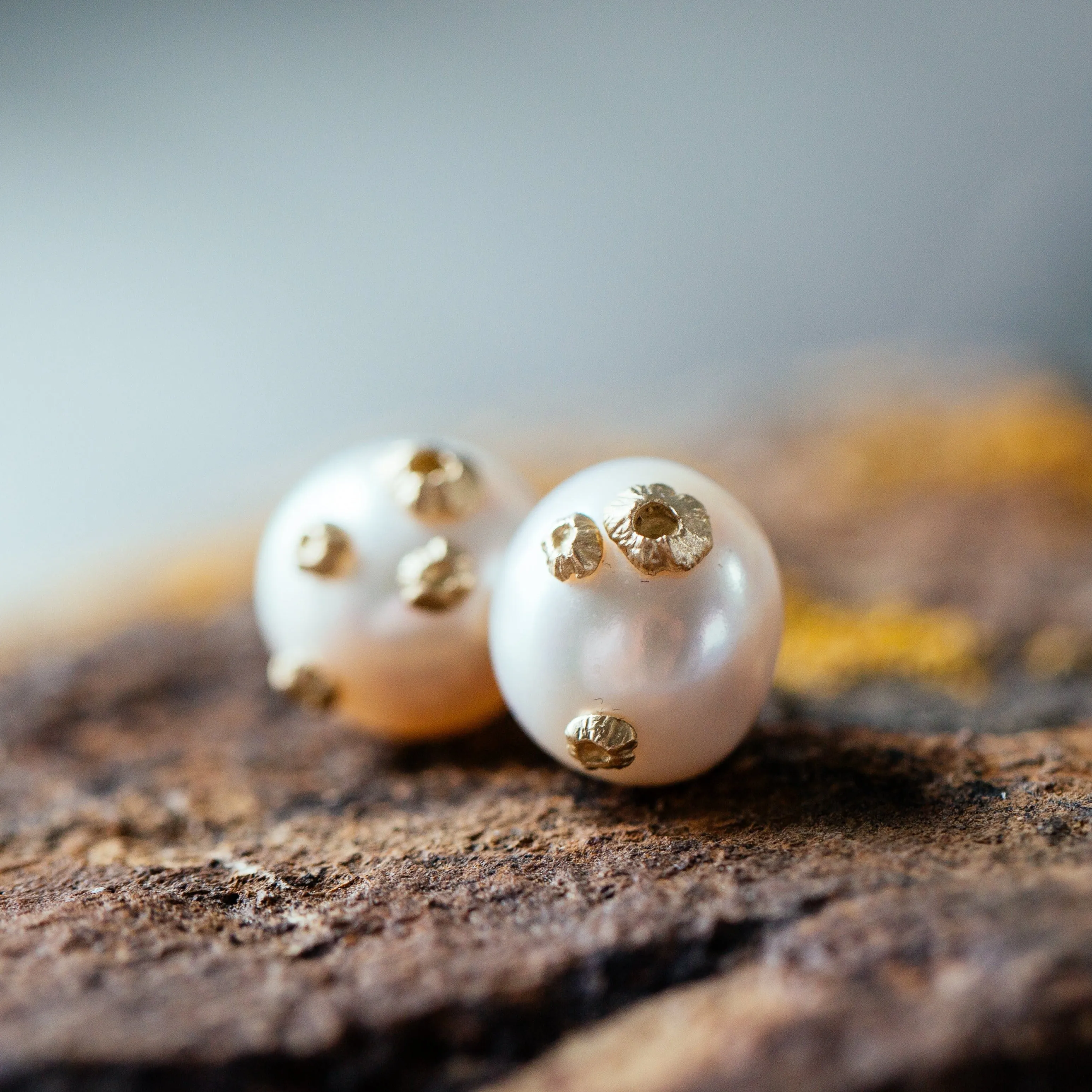 Pearl Ruthie B. Studs with Barnacles