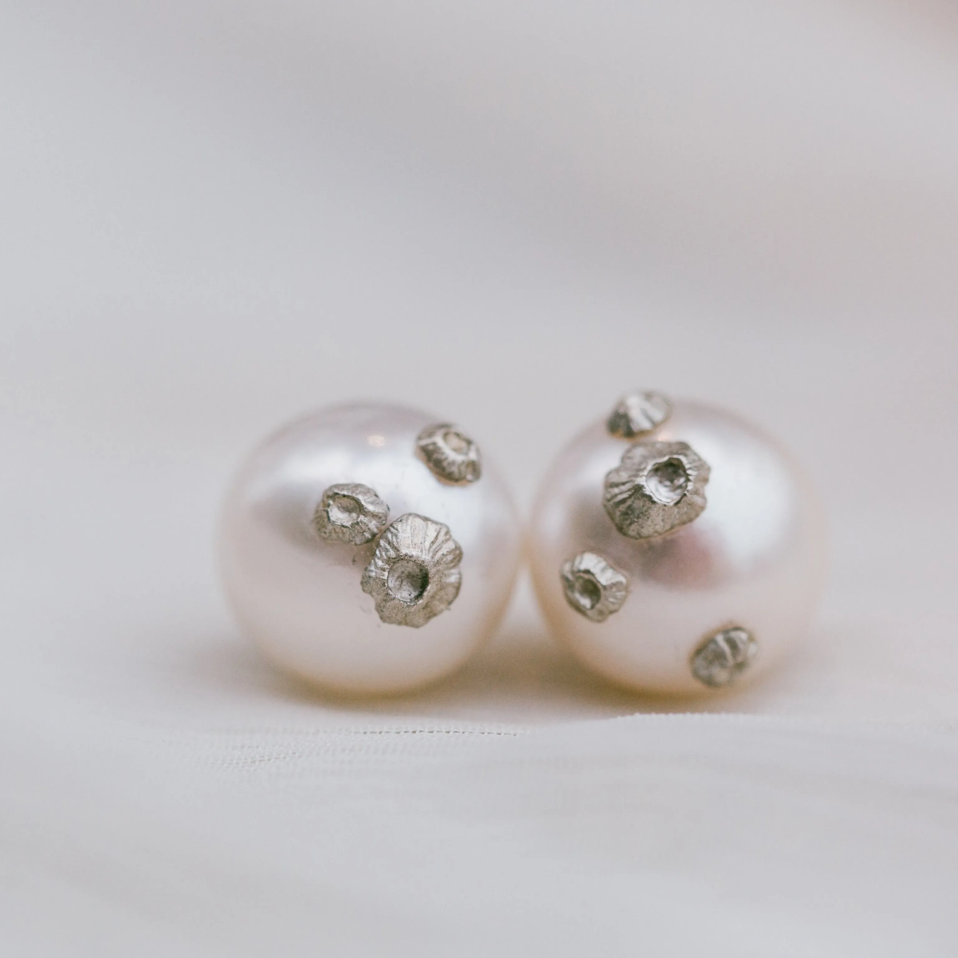 Pearl Ruthie B. Studs with Barnacles