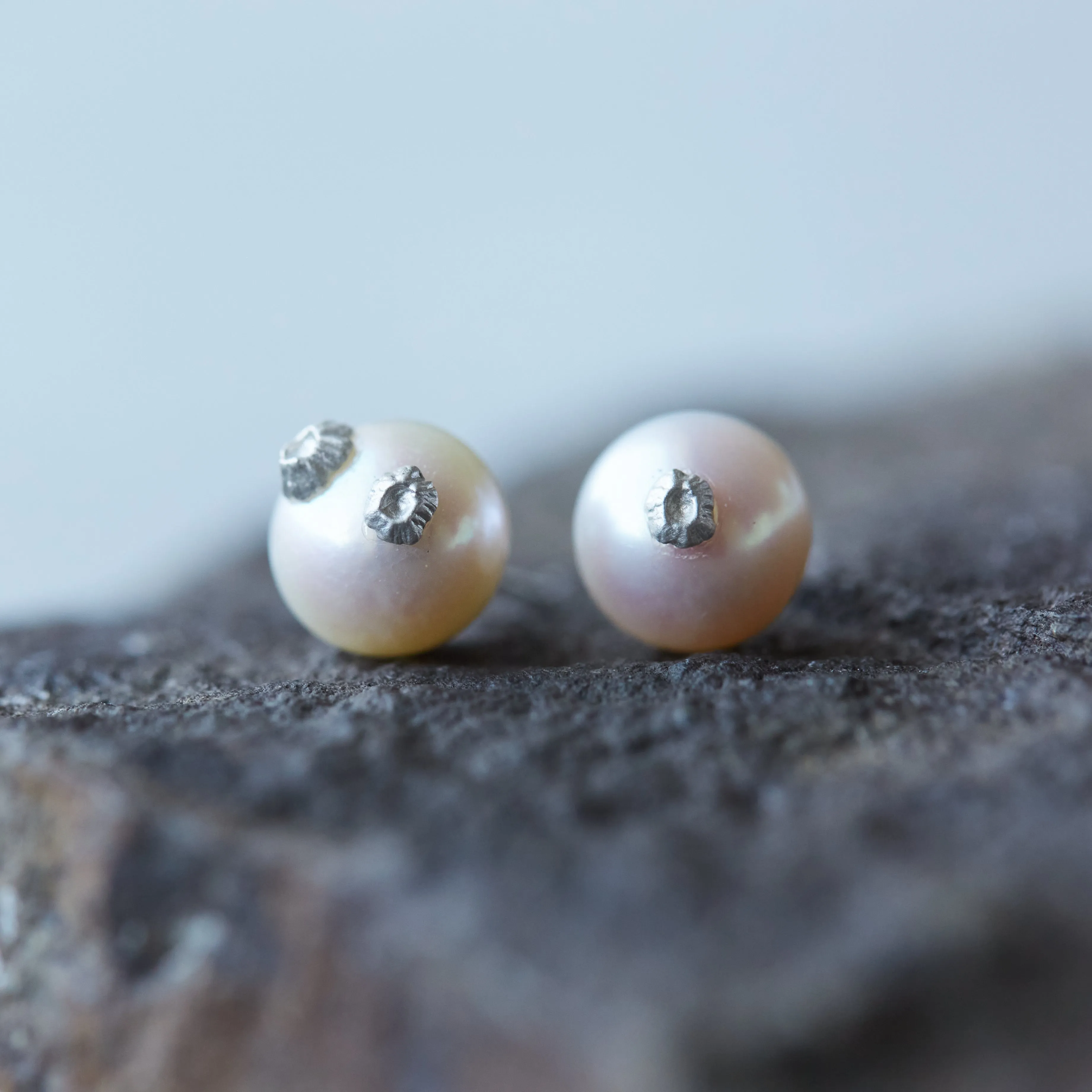 Pearl Ruthie B. Studs with Barnacles