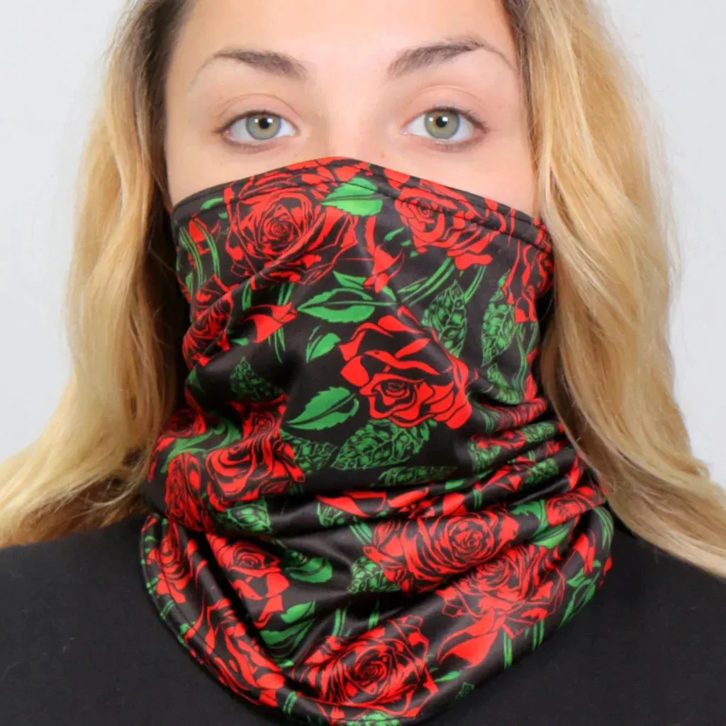 Polyester Neck Gaiter - Wild Roses HWN2035 | Hot Leathers