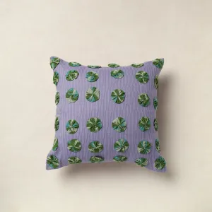 Purple - Hand Embroidered Phool Cushion Cover 14