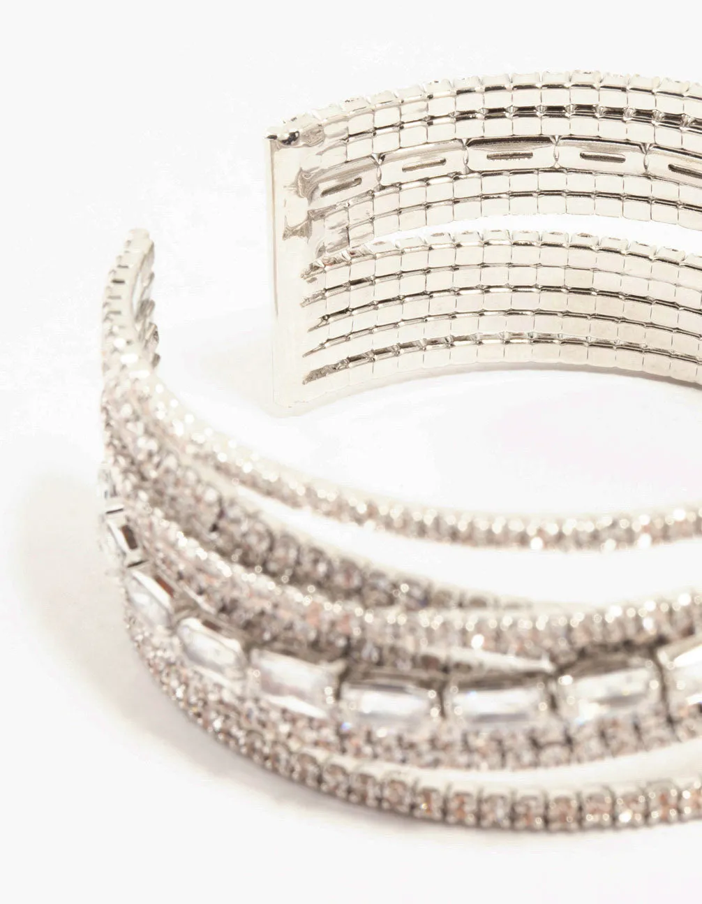 Rhodium Diamante Wrapped Wrist Cuff