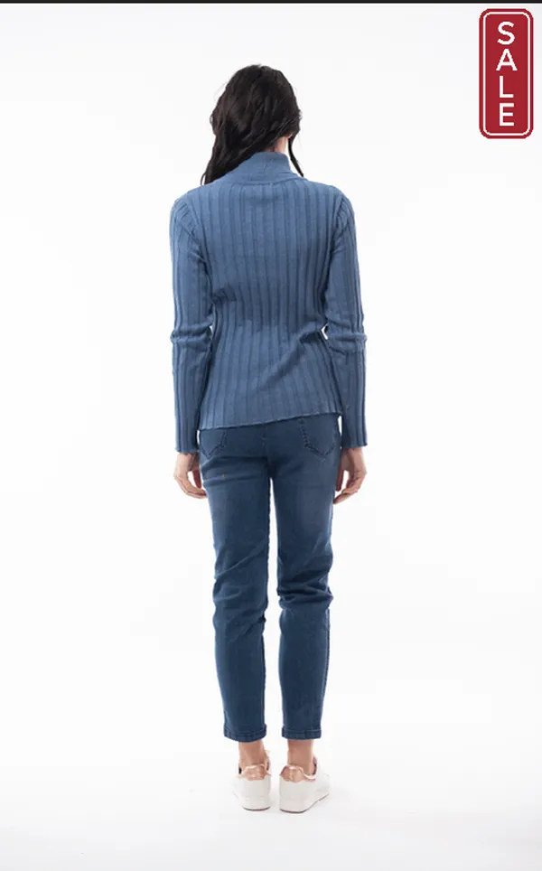 Rolled Turtle neck Denim melange