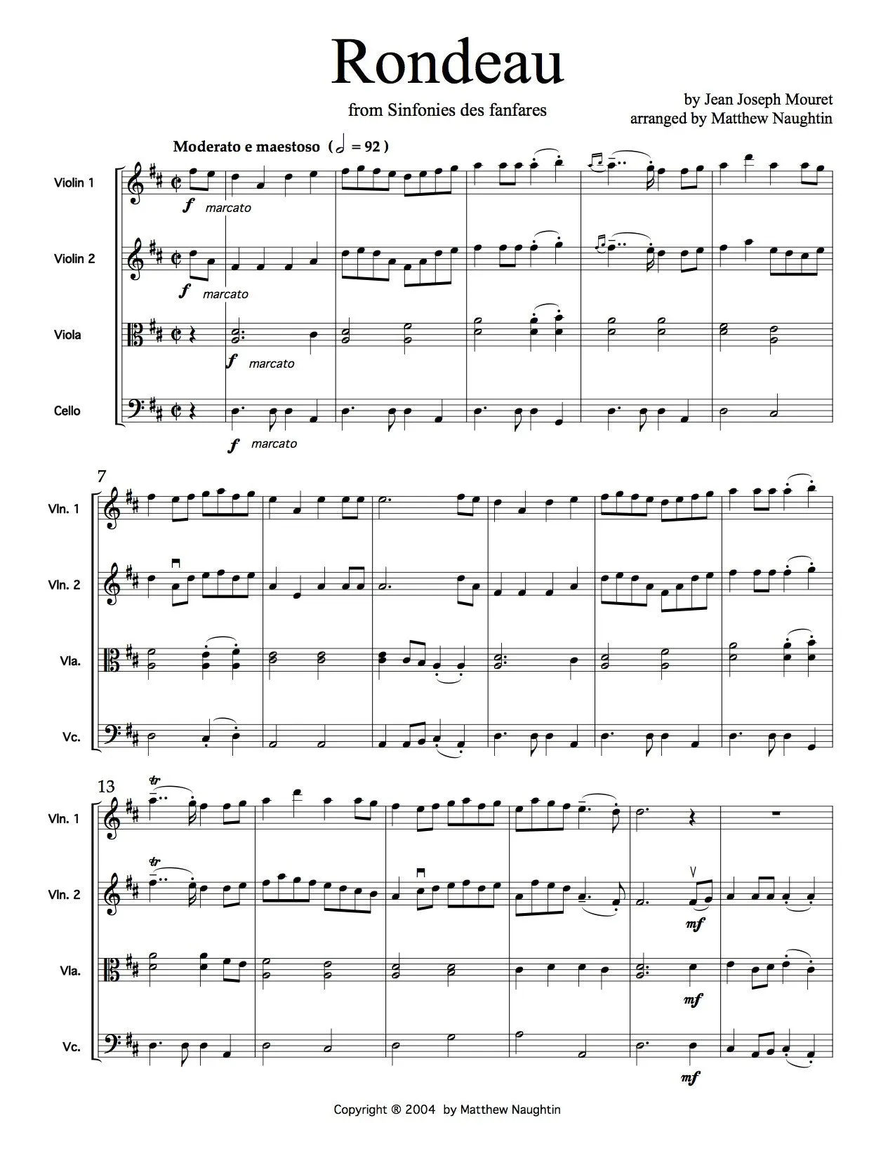 Rondeau from "Sinfonies des fanfares" (Jean Joseph Mouret)