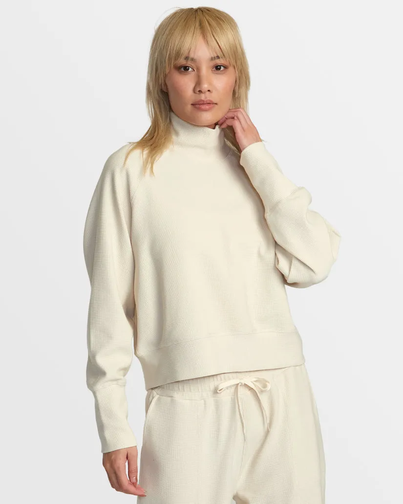 RVCA SOFIE WAFFLE MOCK NECK - LATTE