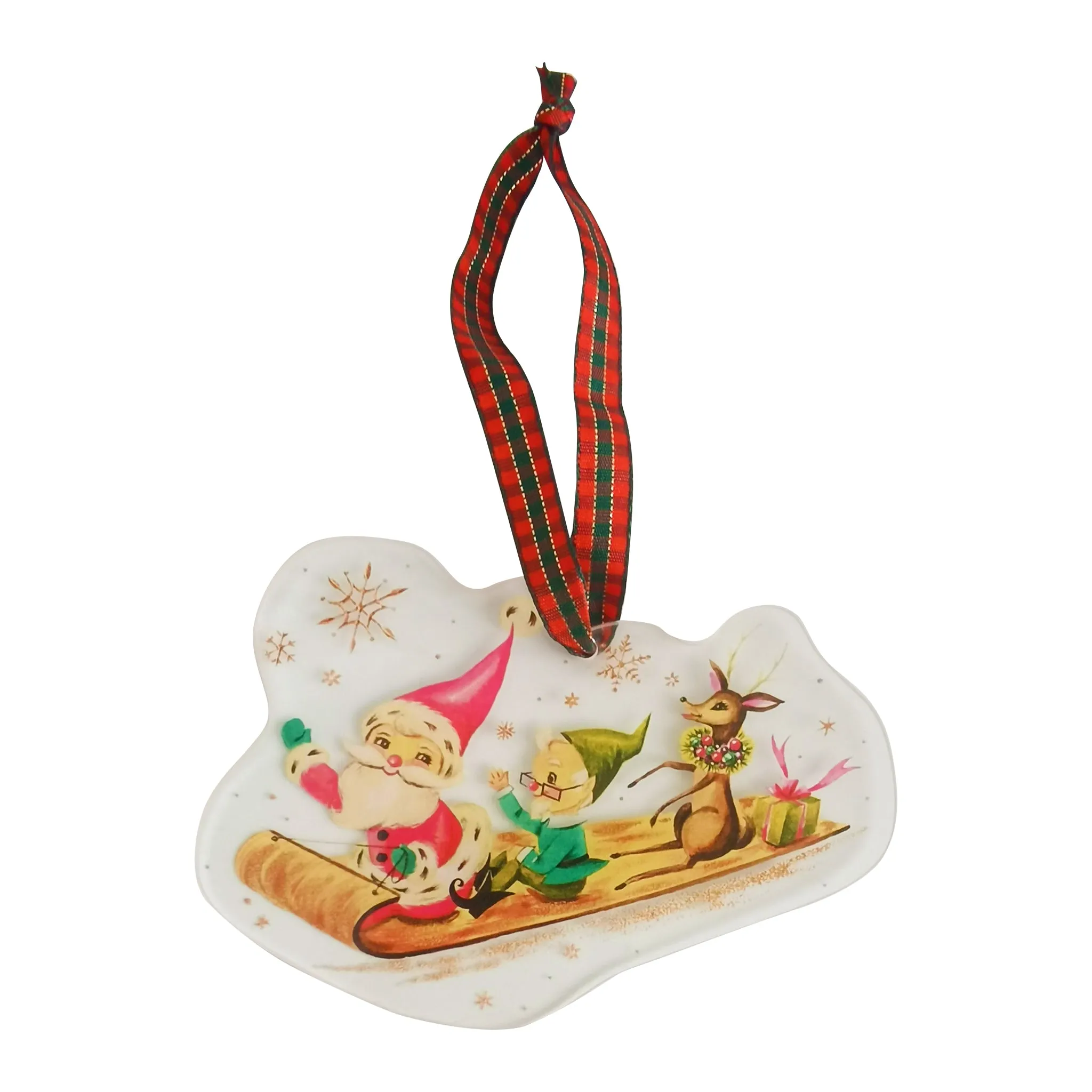 Santa Riding Sleigh Acrylic Christmas Ornament