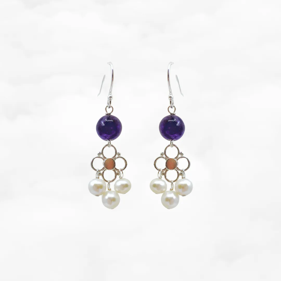 Seeds of Heaven Amethyst and Pearl Earrings