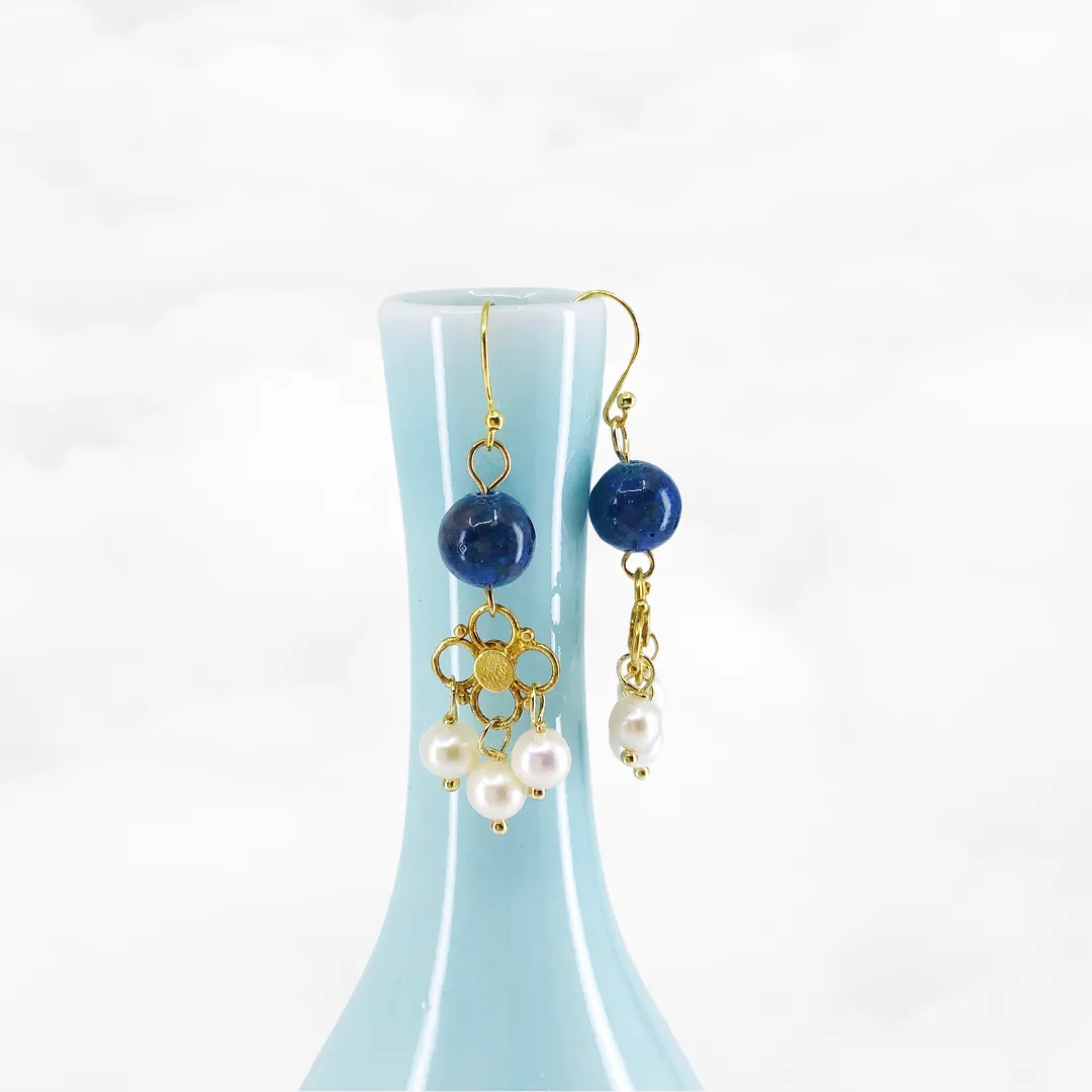 Seeds of Heaven Lapis and Pearl Earrings