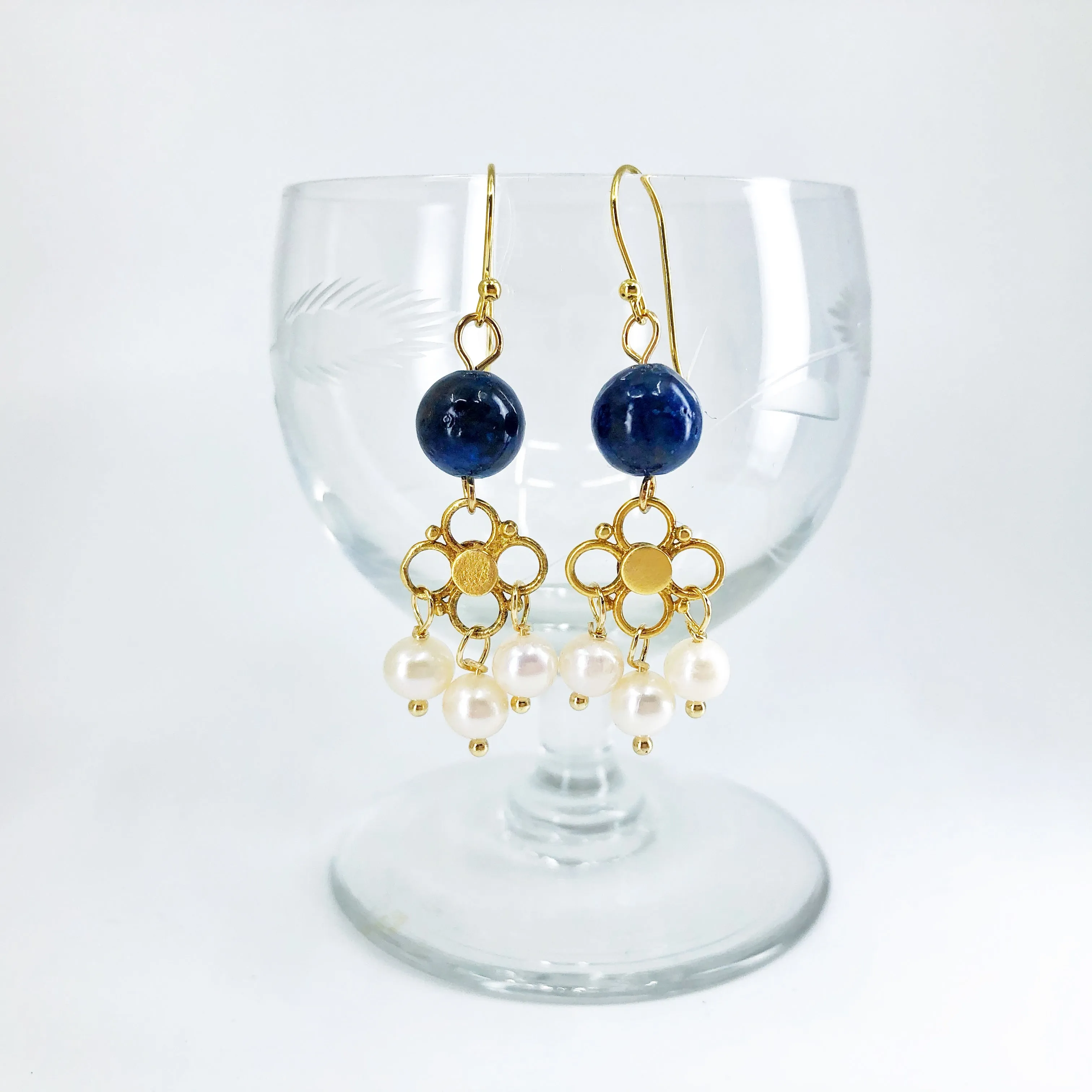 Seeds of Heaven Lapis and Pearl Earrings