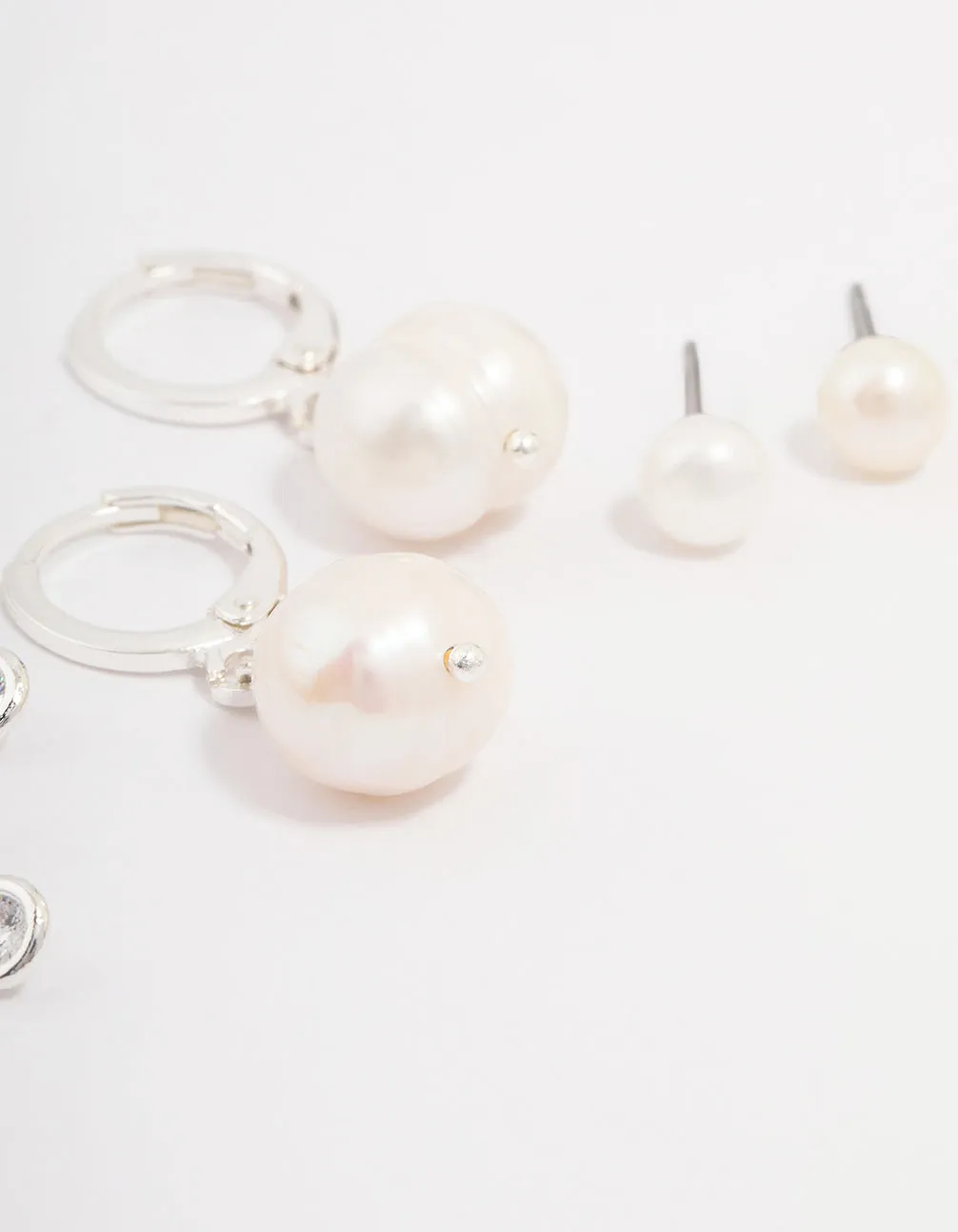 Silver Plated Freshwater Pearl Earring 4-Pack