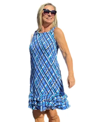 Sleeveless Dress with Ruffles with UPF50  Peri Check