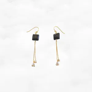 Starlight Square Obsidian Earrings