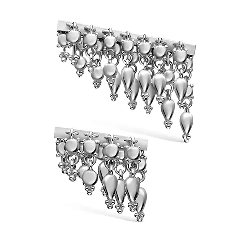 Tassel Bar Threaded Stud Earring by Maria Tash in 14K White Gold. Flat Stud.