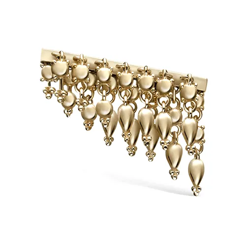 Tassel Bar Threaded Stud Earring by Maria Tash in 14K Yellow Gold. Flat Stud.